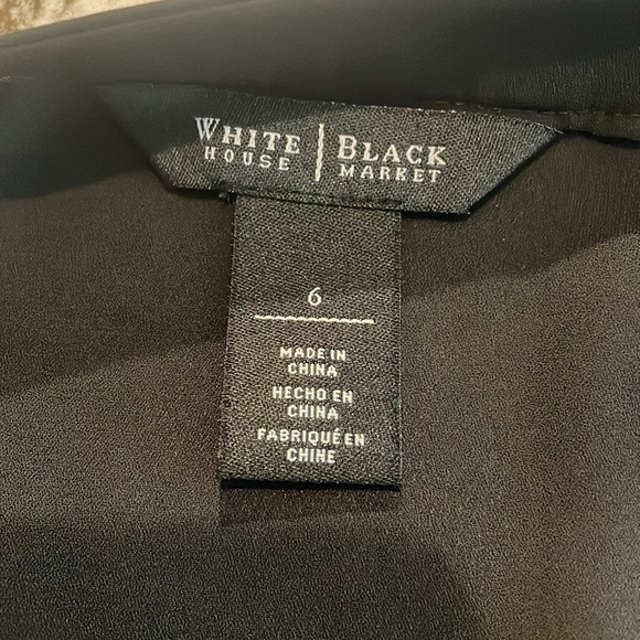 WHBM Empire Waist Tunic Blouse Self Tie Black 6 - Picture 6 of 9